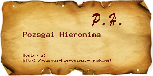 Pozsgai Hieronima névjegykártya